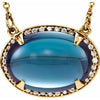 14K Yellow London Blue Topaz & .08 CTW Diamond Halo-Style 16.5" Necklace - Siddiqui Jewelers