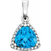 14K White Swiss Blue Topaz & 1/10 CTW Diamond Pendant - Siddiqui Jewelers