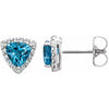 14K White Swiss Blue Topaz & .08 CTW Diamond Earrings - Siddiqui Jewelers