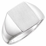 14K White 15x12 mm Rectangle Signet Ring - Siddiqui Jewelers