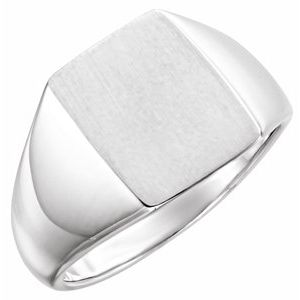 14K White 15x12 mm Rectangle Signet Ring - Siddiqui Jewelers