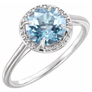 14K White Sky Blue Topaz and .05CTW Diamond Ring - Siddiqui Jewelers