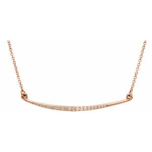 14K Rose 1/8 CTW Diamond Curved Bar 16" Necklace - Siddiqui Jewelers