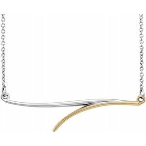 14K White/Yellow Freeform Bar 16" Necklace - Siddiqui Jewelers