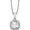 14K White Lab-Created White Sapphire & .05 CTW Diamond 18" Necklace - Siddiqui Jewelers