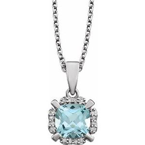 14K White Sky Blue Topaz & .05 CTW Diamond 18" Necklace - Siddiqui Jewelers