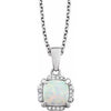 14K White Opal & .05 CTW Diamond 18" Necklace - Siddiqui Jewelers