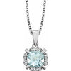 14K White Aquamarine & .05 CTW Diamond 18" Necklace - Siddiqui Jewelers