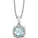 14K White Aquamarine & .05 CTW Diamond 18" Necklace - Siddiqui Jewelers