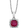 14K White Created Ruby & .05 CTW Diamond 18" Necklace - Siddiqui Jewelers