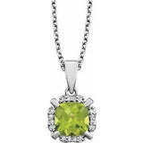 14K White Peridot & .05 CTW Diamond 18" Necklace - Siddiqui Jewelers