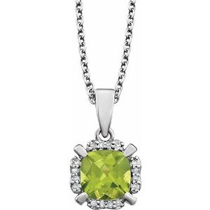 14K White Peridot & .05 CTW Diamond 18" Necklace - Siddiqui Jewelers