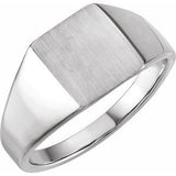 14K White 11x10 mm Rectangle Signet Ring - Siddiqui Jewelers