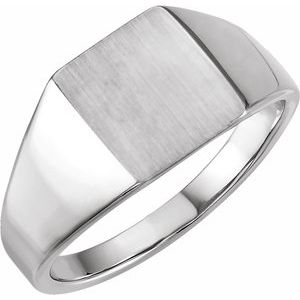 Sterling Silver 11x10 mm Rectangle Signet Ring - Siddiqui Jewelers