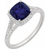 14K White Created Blue Sapphire & 1/5 CTW Diamond Ring - Siddiqui Jewelers