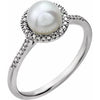 Sterling Silver Freshwater Cultured Pearl & .01 CTW Diamond Ring - Siddiqui Jewelers