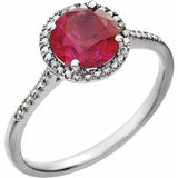 Sterling Silver Created Ruby & .01 CTW Diamond Ring - Siddiqui Jewelers