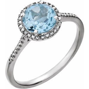 Sterling Silver Sky Blue Topaz & .01 CTW Diamond Ring - Siddiqui Jewelers