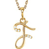14K Yellow .03 CTW Diamond Initial F 18" Necklace - Siddiqui Jewelers
