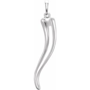 Sterling Silver 21.7x4.2 mm Italian Horn Pendant - Siddiqui Jewelers