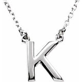 Sterling Silver Block Initial K 16" Necklace Siddiqui Jewelers