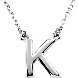 Sterling Silver Block Initial K 16" Necklace Siddiqui Jewelers