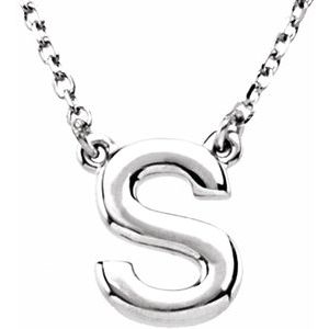 Sterling Silver Block Initial S 16" Necklace Siddiqui Jewelers