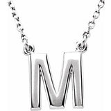 Sterling Silver Block Initial M 16" Necklace Siddiqui Jewelers