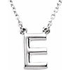 Sterling Silver Block Initial E 16" Necklace Siddiqui Jewelers