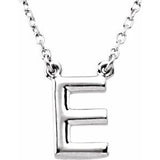 Sterling Silver Block Initial E 16" Necklace Siddiqui Jewelers