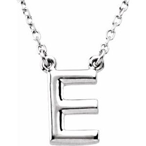 14K White Block Initial E 16" Necklace Siddiqui Jewelers