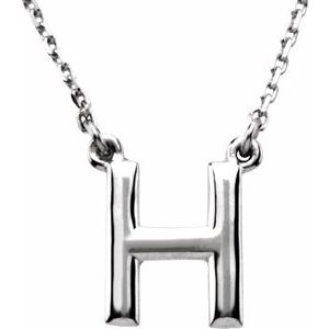 Sterling Silver Block Initial H 16" Necklace Siddiqui Jewelers