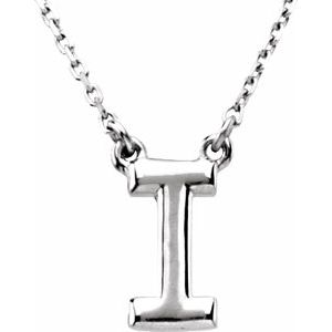 Sterling Silver Block Initial I 16" Necklace Siddiqui Jewelers