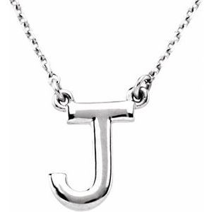 Sterling Silver Block Initial J 16" Necklace Siddiqui Jewelers