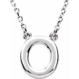 Sterling Silver Block Initial O 16" Necklace Siddiqui Jewelers