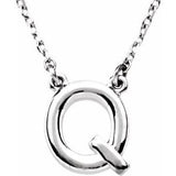 14K White Block Initial Q 16" Necklace Siddiqui Jewelers