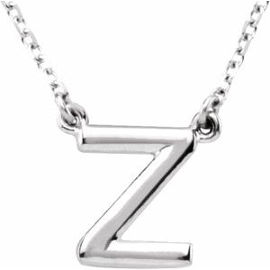 Sterling Silver Block Initial Z 16" Necklace Siddiqui Jewelers