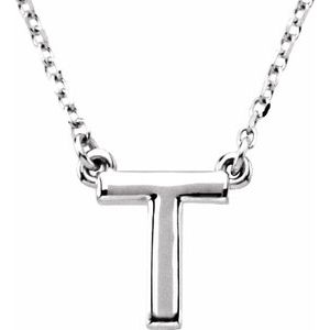 Sterling Silver Block Initial T 16" Necklace Siddiqui Jewelers