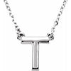 14K White Block Initial T 16" Necklace Siddiqui Jewelers