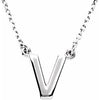Sterling Silver Block Initial V 16" Necklace Siddiqui Jewelers