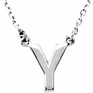 Sterling Silver Block Initial Y 16" Necklace Siddiqui Jewelers