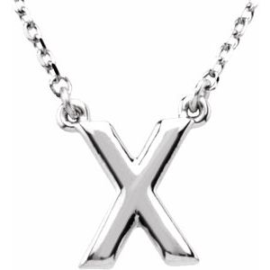 Sterling Silver Block Initial X 16" Necklace Siddiqui Jewelers