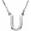 14K White Block Initial U 16" Necklace Siddiqui Jewelers