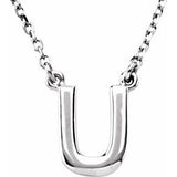 14K White Block Initial U 16" Necklace Siddiqui Jewelers