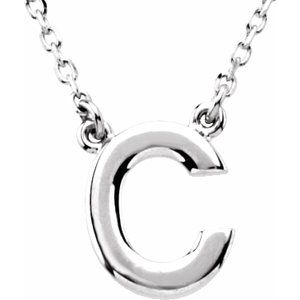 14K White Block Initial C 16" Necklace Siddiqui Jewelers