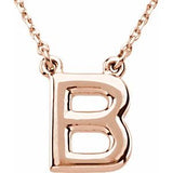 14K Rose Block Initial B 16" Necklace Siddiqui Jewelers