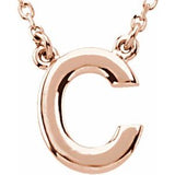 14K Rose Block Initial C 16" Necklace Siddiqui Jewelers