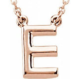 14K Rose Block Initial E 16" Necklace Siddiqui Jewelers