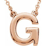 14K Rose Block Initial G 16" Necklace Siddiqui Jewelers