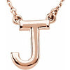 14K Rose Block Initial J 16" Necklace Siddiqui Jewelers